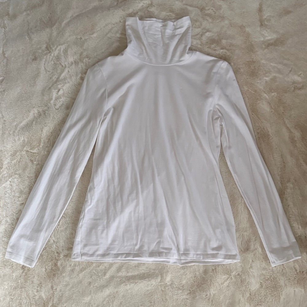 Talbots Small White Turtleneck Long-sleeve Tee